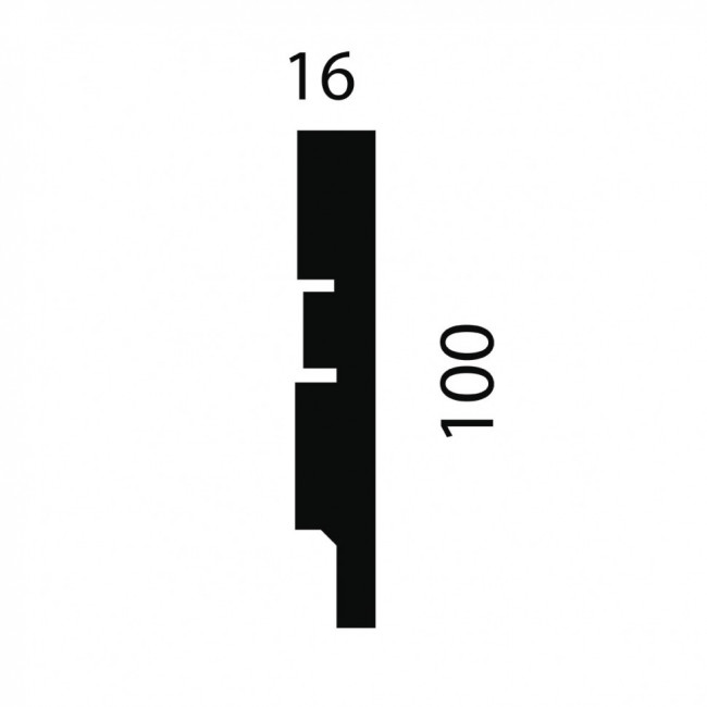Плинтус ap75 под покраску, белый, 100x16x2400 мм, мдф, с пазом