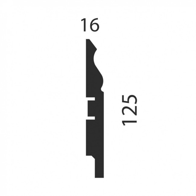 Плинтус под покраску, белый, 125x16x2400 мм, мдф, с пазом, ap21