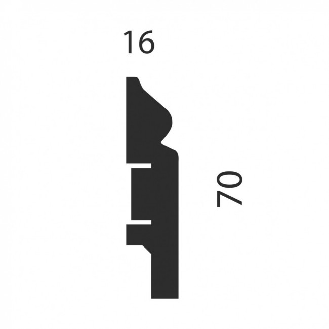 Плинтус под покраску, белый, 70x16x2400 мм, мдф, с пазом, ap5